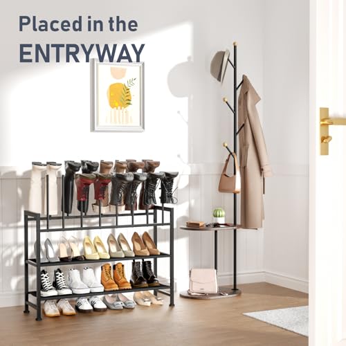 DIMJ Boot Rack 4-Tier - Black Metal Boot Storage Rack for Tall Boots Organizer, Multiuse Shoe Rack for Boots, Sneakers, High-Heel, Entryway, Fits 8-Pairs - size: 1 Pack - 4 Tier 8 Pairs