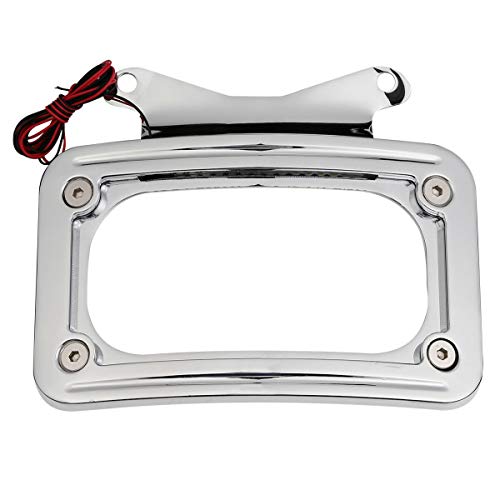 TCT-MOTORPARTS Chrome Curved Laydown License Plate Mount Frame Light Fit for Harley 2017-2025 FLHRXS Road King Special Road Glide; Street Glide 2010-2025 - color: Chrome