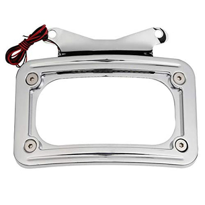 TCT-MOTORPARTS Chrome Curved Laydown License Plate Mount Frame Light Fit for Harley 2017-2025 FLHRXS Road King Special Road Glide; Street Glide 2010-2025 - color: Chrome