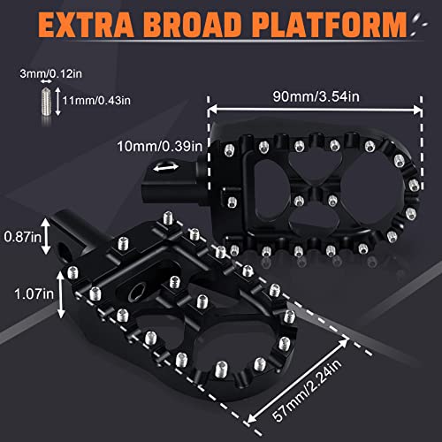 StarknightMT CNC Wide Fat Footpegs 360° Roating MX Foot Pegs Chopper Bobber Style Compatible with Dyna Fatboy Sportster Iron 883 (Black) - color: Black