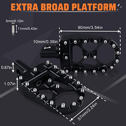 StarknightMT CNC Wide Fat Footpegs 360° Roating MX Foot Pegs Chopper Bobber Style Compatible with Dyna Fatboy Sportster Iron 883 (Black) - color: Black