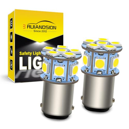 Ruiandsion 2pcs 6V BA15D 5050 12SMD 6000K White LED Light Bulbs for Back Up Reverse Lights Turn Signal Tail Lights - color: White, size: BA15D