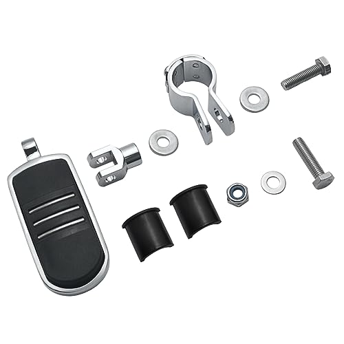 FOVPLUE 1",1.25"Highway Footpegs, Adjustable Highway Peg w/Clamp for Harley Touring Softail Dyna Sportster models w/25mm-32mm Engine Guard/Tubing, CHROME#3 - color: Chrome For Streamliner Style