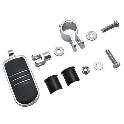 FOVPLUE 1",1.25"Highway Footpegs, Adjustable Highway Peg w/Clamp for Harley Touring Softail Dyna Sportster models w/25mm-32mm Engine Guard/Tubing, CHROME#3 - color: Chrome For Streamliner Style