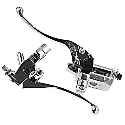 Saihisday 1" Brake Master Cylinder & Clutch Set Chrome for Honda Shadow VTX1800 Kawasaki Vulcan Yamaha Road Star Suzuki (1 Pair, Left + Right)