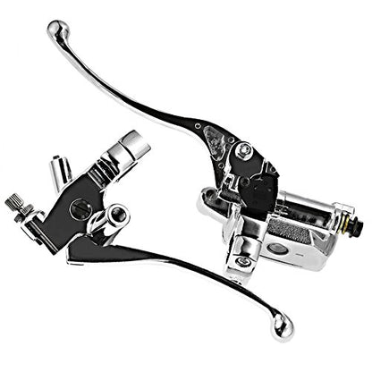 Saihisday 1" Brake Master Cylinder & Clutch Set Chrome for Honda Shadow VTX1800 Kawasaki Vulcan Yamaha Road Star Suzuki (1 Pair, Left + Right)