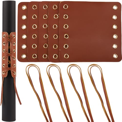 GORGECRAFT 20Pcs Leather Walking Stick Grip Kit Anti-Slip Handlebar Hand Grips Thruster Covers Wraps with 20Pcs Strap Rope for Motorbikes Bicycle Modification Accessories Camel Color 4.61 x 4.37 Inch
