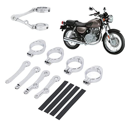 Motorcycle Headlight Mount Bracket Universal | CNC Aluminium Clamp for 39-41mm Fork Tubes, Sturdy Turn Signal Holder, Modified Replacement Part, Silver