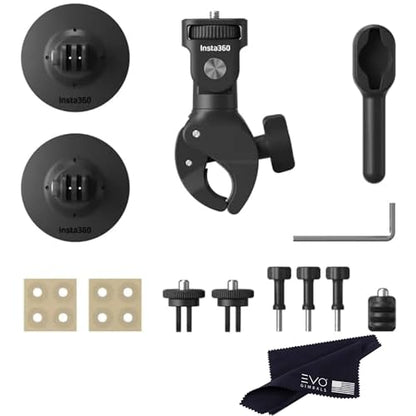 Insta360 Motorcycle Bundle New Version - Complete Mounting Kit X4/X3/X2/X 360 Cameras | Compatible with ACE/ACE PRO/GO 3/ GO2/ONE R/RS, DJI OSMO Action 4/3/2 and GoPro 12/11/10/9/MAX, Black - style: Motorcycle Bundle