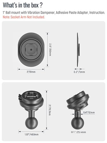 sincetop Universal 1” Ball Motorcycle Phone Mount with Vibration Dampener Module,Quick Release Motor Bike/Mountain Bicycle/Road MTB Bike Smartphone Holder 【Double Socket Arm not Included】 - size: 【Gen2】Mount with Vibration Dampener