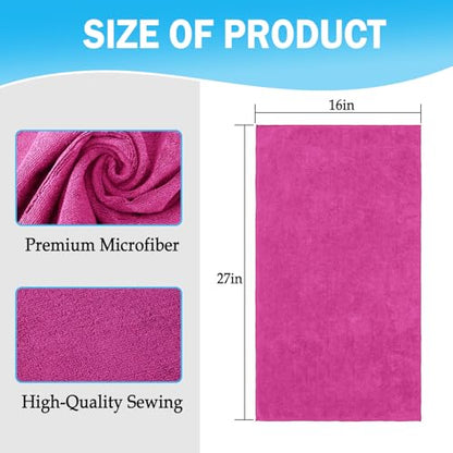 Puomue Pink Salon Towels, Super Soft and Absorbent Microfiber Hair Towel for Salon, Bath, Spa, Pool and Home, 27 inch X 16 inch (Pink - 24 Pack) - color: Pink - 24 Pack