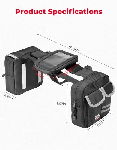 KEMIMOTO ATV Saddle Bag Tank Bag, Water-Resistant Motorcycle Gas Tank Bag for ATV Motorcycle Snowmobile Compatible with Polaris Sportsman Can Am Outlander Cfmoto Cforce FourTrax Grizzly