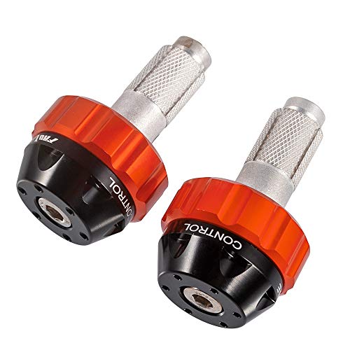 Throttle Lock Cruise Control Grip Ends Handlebar Plugs Sliders for 22mm Motorcycle Handlebar with 14mm/18mm Inner Diameter or with M6 Screw Holes (Orange) - color: Orange