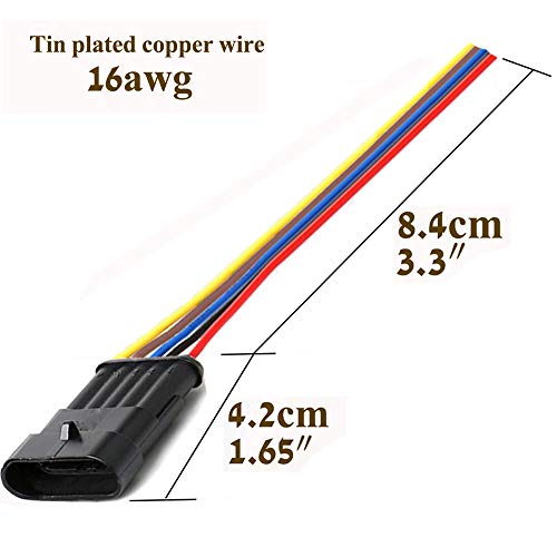 5 Pin Connector Waterproof,5Pin Way Car Electrical Connector,with Wire 16 AWG Marine for Car,Truck,Boat,Motorcycle and Other Wire Connections. (5pairs) - size: 5-way