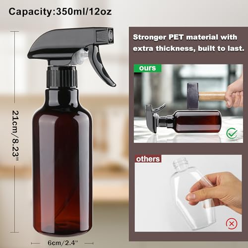 Spray Bottles 12oz Plastic Spray Bottle for Hair Mist/Stream Heavy Duty Empty Spray Bottles for Cleaning Solutions, Plants (12oz-Brown) - color: 12oz-Brown