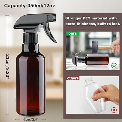 Spray Bottles 12oz Plastic Spray Bottle for Hair Mist/Stream Heavy Duty Empty Spray Bottles for Cleaning Solutions, Plants (12oz-Brown) - color: 12oz-Brown