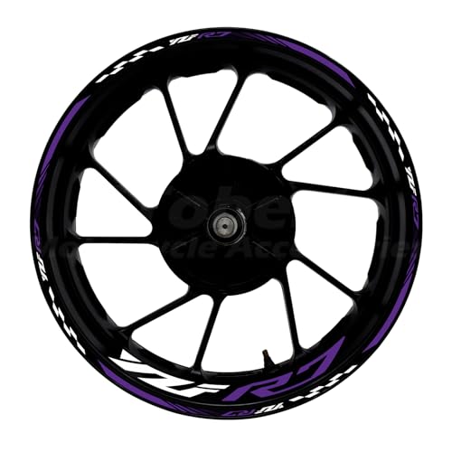 Awonderful 17"Wheel Rim Stickers For Yamaha YZF R7 2022-2024,Purple | Reflective Vinyl Wheel Stripe Kit. Waterproof, Self-Adhesive Decals, Decorate Motorcycle Wheel Rims, Easy to Paste - color: Purple