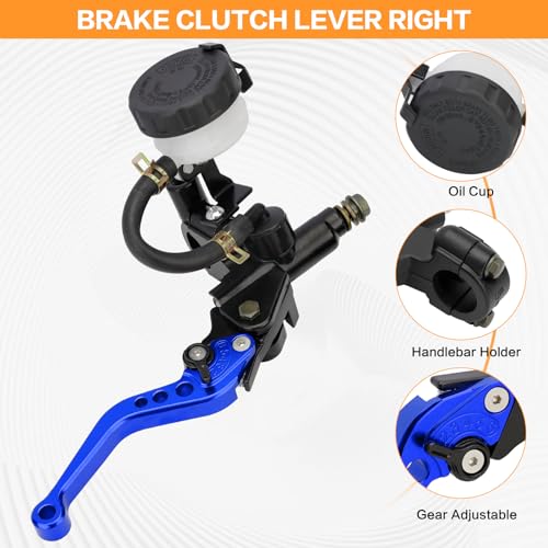 Motorcycle Brake Pump Lever 7/8" 22mm Hydraulic Master Cylinder Reservoir Clutch CNC Left & Right Set Universal Replacement for Harley Honda Kawasaki Suzuki Yamaha (Blue) - color: Blue
