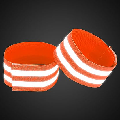 X AUTOHAUX 8pcs Reflective Bands for Arm High Visibility Night Cycling Riding Reflector Tape Straps Bracelet - color: Orange