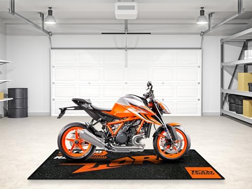Garage Mat Design for KTM and Custom Motorcycles, Display and Pit Mat, Washable Non-Slip Garage and Showroom Floor Carpet (Size 2: 102 x 47/260 x 120 cm) - size: 102"L x 47"W