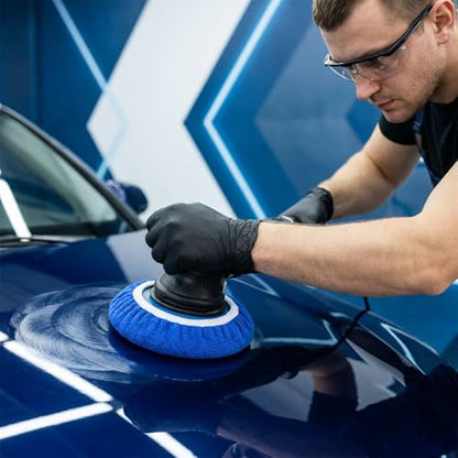 6 PCS Car Buffing Pads for 9-10 Inch Orbital Polisher, Microfiber Polishing Bonnets Buffer Pad Cover, Soft Wax Applicator for Car Detailing (Blue)