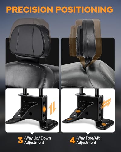 PBYMT Rider Driver Backrest Mounting Hardware Kit, Adjustable Driver Rider Backrest Bracket Fit for Harley Davidson Touring Street Glide Electra Glide Road Glide Road King CVO 1988-2024 (Black) - color: Black