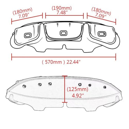 MZS Touring Motorcycle Windshield Bag, Three Pocket Batwing Fairing Pouches Accessories Black Compatible with 1996-2013 Electra Glide Ultra Tri Street Glide Trike Models