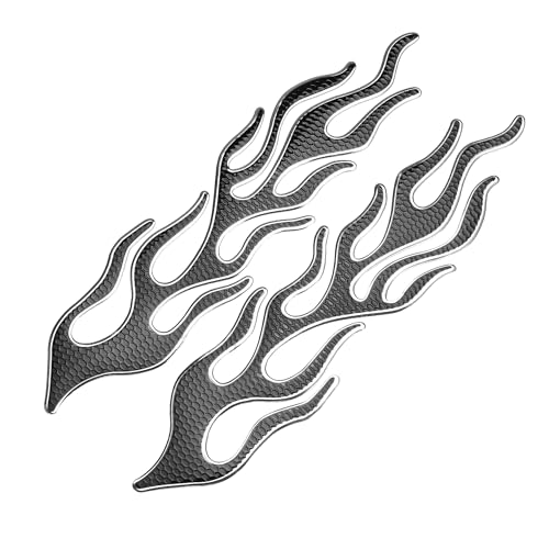 Universal 3D Motorcycle Gas Tank Decal 10.12''x4.80'' Gas Tank Protector Sticker Fuel Oil Gas Tank Pad Protector Sticker PVC Rubber Black Silver Tone - color: Silver Tone