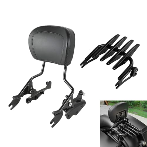 TCMT Detachable Passenger Backrest Sissy Bar With Stealth Luggage Rack 4 Point Docking Hardware Kits Fits For Harley Touring Road Glide Street Glide Electra Glide Road King 2009-2013 - color: Style B Black, size: Fit For 2009-2013 Touring