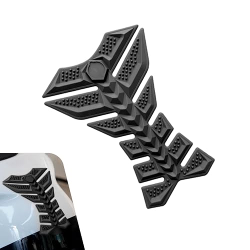 Motorcycle Tank Pad, 3D Fishbone Cool Decoration Sticker, Waterproof Anti-scratch Rubber Fuel Tank Protector, Self-adhesive Exterior Accessory for Most Motorcycles (Black) - color: Black