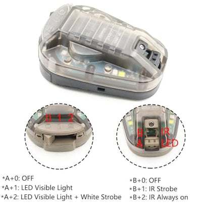 Tactical IR Strobe Helmet Light Military Identification Lights with Visible LED + White Strobe Survival Signal (Black-Blue) - color: Black-Blue