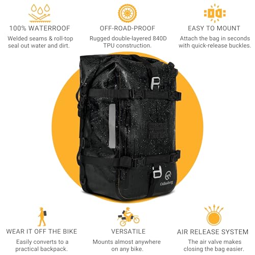 Odinsberg 30L 100% Waterproof Motorcycle Tail Bag Motorcycle Saddlebags Backpack Multifunctional Dry Bag Soft Luggage For Motorbike Saddle Back Seat Rear Rack Sissy Bar Side Panniers Dual Sport Bike - size: 30L