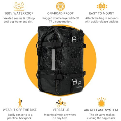 Odinsberg 30L 100% Waterproof Motorcycle Tail Bag Motorcycle Saddlebags Backpack Multifunctional Dry Bag Soft Luggage For Motorbike Saddle Back Seat Rear Rack Sissy Bar Side Panniers Dual Sport Bike - size: 30L
