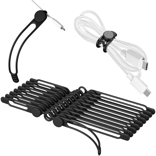 Silicone Cable Ties Cord Organizer for Cable Management, 20Pcs 3" and 4.5" Reusable Cable Organizer Electronic Accessories for Home, Office, Kitchen, School, Travel (Black) - color: Black, size: 3 Inch and 4.5 Inch