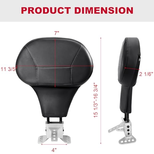 1997-2026 Adjustable Driver Rider Backrest compatible with Harley Davidson Touring Street Glide Road Glide Road King Ultra Limited Electra, Stitch Backrest Pad - size: Driver Backrest 1