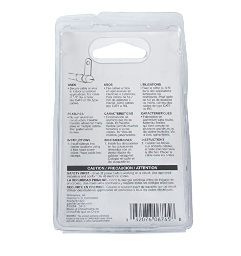 Gardner Bender PAW-1550L1 EZ Aluminum Cable Clips for Exterior Cables, ½", White