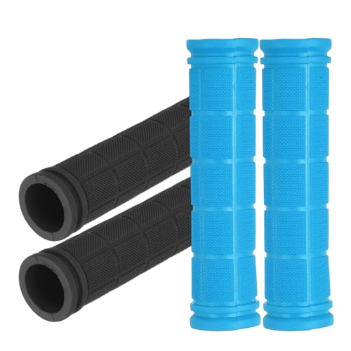 2 Pair Soft Rubber Handlebar Grips, Bicycle Handlebar Grips Bike Handle Bar Wrap Non-Slip 4.5 Inch - Fitting for Mountain Bikes/Road Bicycles/Scooter - color: Black/Light Blue