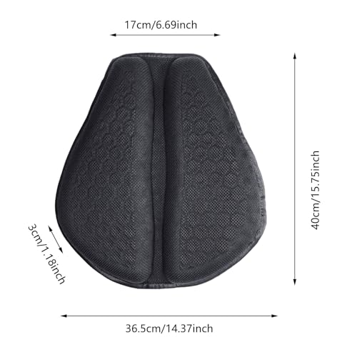 Motorcycle Seat Cushion, 100% Gel 3D-Honeycomb Rider Cushion for Motorcycle, Universal Non-Slip Grip Ergonomic Motor Seat Pad, TPE Shock Absorption Breathable for Long Rides (Black)