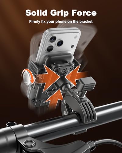 SUPERONE Motorcycle Phone Mount Holder, [Dual Vibration Dampener] Bike Phone Holder Handlebar Clamp, [Camera Friendly] Bicycle Scooter Phone Clip, Compatible with iPhone, Samsung, All Cell Phone - color: Black