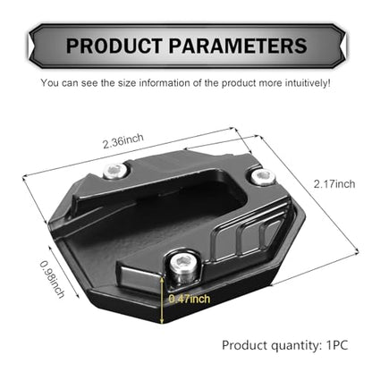 1 PC Motorcycle Kickstand Pad, Anti-Sink Side Parking/Stand Extension Plate, Non-slip Foot Mount with Enlarged Bottom, Universal Support Pad Modification Accessory, for Motorcycles (Black)