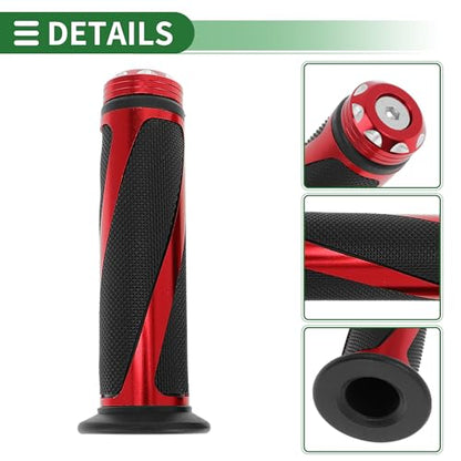 7/8" 22mm 15/16" 24mm Motorcycle Hand Grips Cover Kit Non Slip Aluminum Alloy Rubber Handlebar Grips for Motorcycle Scooter Bicycle ATV Red 1Set - color: Red
