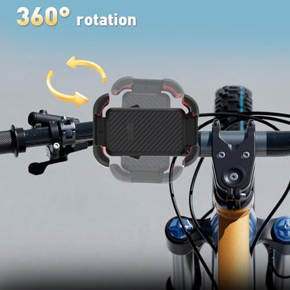 Windone Ultra-Grip 360° Bike Phone Mount - Universal Motorcycle & Bicycle Handlebar Holder, Compatible with iPhone 15/14/13, Samsung Galaxy, 4.7-6.7" Smartphones, Tool-Free Installation, Anti-Shock