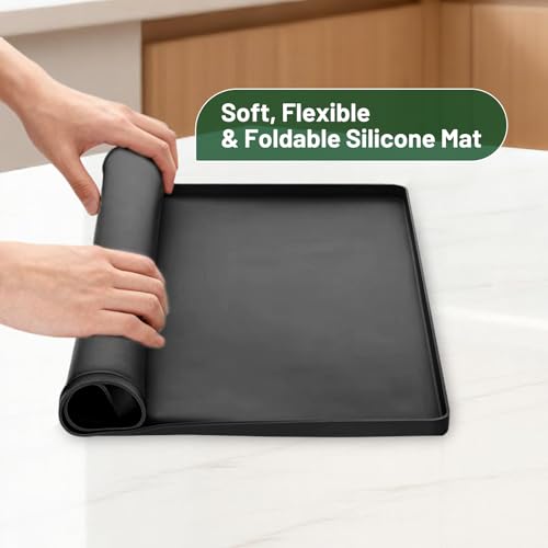 Oil Drip Mat for Under Car, 34'' x22'' Oil Spill Mat for Garage Floor, Silicone Large Oil Drip Pan, No Splatter Non-Slip Oil Catch Tray, Protect Garage Surface from Spill & Stain-Black - color: Black-02