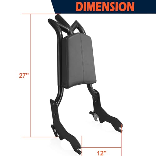 Custom 26”Tall Adjustable Sissy Bar Docking for Harley Davidson 2018-2025 Low Rider Models Lowrider ST FXLR FXRST FXLRS FXLRST Sport Glide FLSB Dyna Gloss Black (26”) - size: 26”
