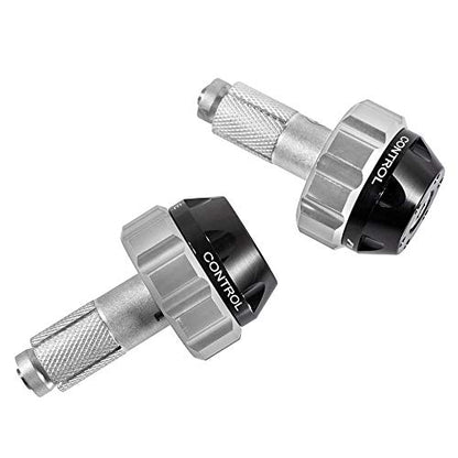 Throttle Lock Cruise Control Grip Ends Handlebar Plugs Sliders for 22mm Motorcycle Handlebar with 14mm/18mm Inner Diameter or with M6 Screw Holes (Silver) - color: Silver