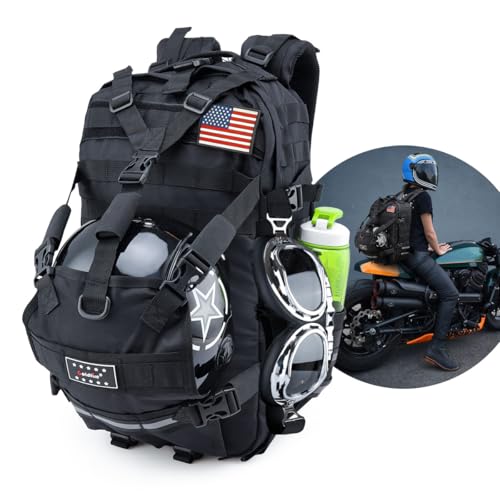 Motorcycle Backpack for Men Riding Helmet Backpacks with Hat Carrier/Storage Waterproof Large Capacity Travel Bag Motorcycle Cycling Gear Accessories
