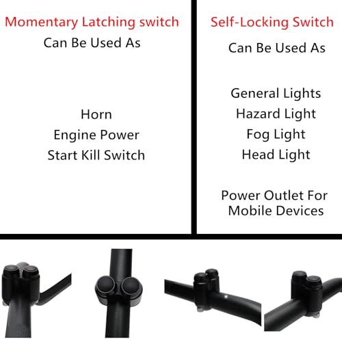 2 Buttons CNC Hand Control Momentary Switch Micro Switch, for 7/8 Inch 22mm Bars Handlebar Bobber Cafe Racer Chopper Universal - size: 7/8 Inch Black