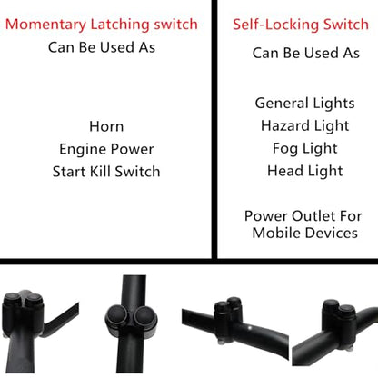 2 Buttons CNC Hand Control Momentary Switch Micro Switch, for 7/8 Inch 22mm Bars Handlebar Bobber Cafe Racer Chopper Universal - size: 7/8 Inch Black