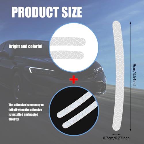 20PCS Reflective Car Wheel Decorative Stripe Stickers, White, Striped, Waterproof Material, English Style, Automotive Decals, 20-Piece Set - color: White