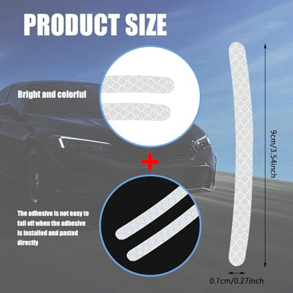 20PCS Reflective Car Wheel Decorative Stripe Stickers, White, Striped, Waterproof Material, English Style, Automotive Decals, 20-Piece Set - color: White